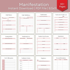 Manifestation Planner 60-Page | Law of Attraction Workbook | Undated Planner | Goodnotes | Daily Life | Instant Download