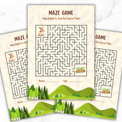 Easter Rabbit Maze Game | Printable Kids Activity (PDF)| A4 Size |Instant download