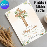 Easter Charity Lunch Invitation Template – Canva Editable 5x7 inch Printable | Instant Download