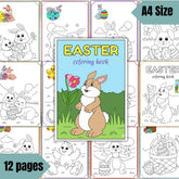 Bunny Easter Coloring Book, Kids Activity Pages, Preschool Activity (A4, Digital Download)
