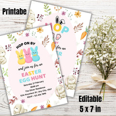 Easter Egg Hunt Invitation Template Set | 2 Editable Canva Designs 5x7 Printable Easter Invite
