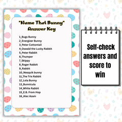 Easter Name That Bunny Game | Printable Easter Party Activity (PDF & JPG Downloadable Files Included)