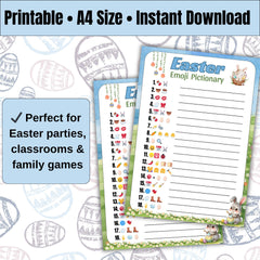 Easter Emoji Pictionary Game | Printable Easter Activities for Kids & Adults | Classroom Activity, Instant Download