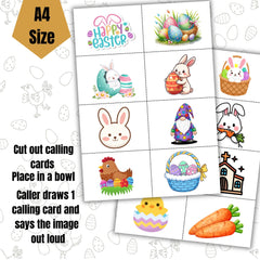 Easter Bingo Game – 20 Printable Cards, Family Activity (PDF Download A4/5x7in)