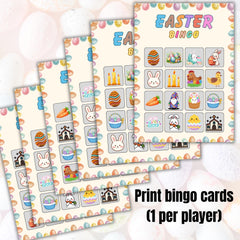 Easter Bingo Game – 20 Printable Cards, Family Activity (PDF Download A4/5x7in)