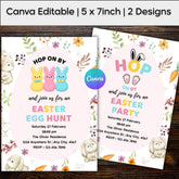 Easter Egg Hunt Invitation Template Set | 2 Editable Canva Designs 5x7 Printable Easter Invite