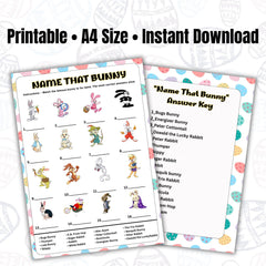 Easter Name That Bunny Game | Printable Easter Party Activity (PDF & JPG Downloadable Files Included)