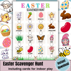Easter Scavenger Hunt Printable | Indoor Family Game, Kids & Teens Activity, Instant Download PDF