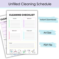 Cleaning Checklist & Schedule Printable ADHD Home Cleaning Planner , Weekly Monthly Chore Chart