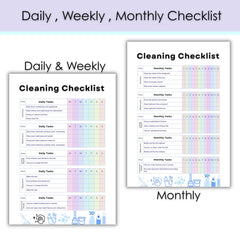 Cleaning Checklist & Schedule Printable ADHD Home Cleaning Planner , Weekly Monthly Chore Chart