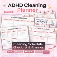 ADHD Cleaning Checklist Planner Printable | Daily Weekly Monthly Cleaning Schedule PDF