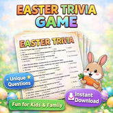 Easter Trivia Game Printable | Fun Holiday Party Game for Kids, Families & Classrooms | Instant Download