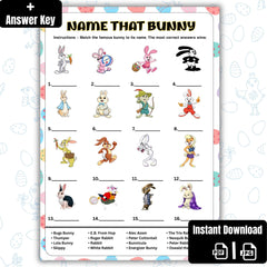 Easter Name That Bunny Game | Printable Easter Party Activity (PDF & JPG Downloadable Files Included)