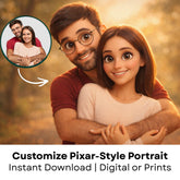 Custom Pixar Style Portrait | Personalized Couple, Family Gift (Digital Download)