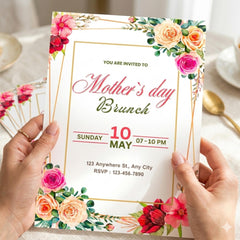 Mother's Day Brunch Invitation | Editable Canva Template | 5x7 Floral Brunch & Bubbly E-Invite | Printable Personalized Peony Garden Party