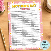Mothers Day Trivia Printable Game | Family Party Activity & Kids Quiz Sheet A4 US Letter Instant Download