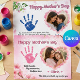 Mothers Day Gift Handprint Craft Printable | Editable Kids Printable Art with Photo | DIY Mom Keepsake Gift Canva Template