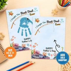 Father’s Day Handprint Craft Printable | Dad Fishing Gift from Kids | DIY Keepsake PDF