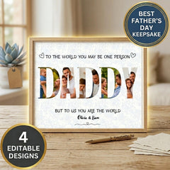 Father’s Day Gift for Dad | Editable Daddy Photo Collage Canva Template | Custom Dad