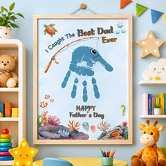Father’s Day Handprint Craft Printable | Dad Fishing Gift from Kids | DIY Keepsake PDF