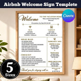 Airbnb Welcome Sign Template Editable Canva | Vacation Rental WiFi Sign, VRBO Welcome Board Digital Download