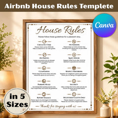 Airbnb House Rules Template | Editable Canva Sign | House Rules Printable, Vacation Rental Decor, Airbnb Welcome Poster
