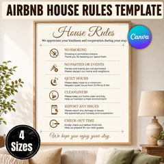 Airbnb House Rules Template | Editable Canva Sign | Airbnb House Rules Printable, Vacation Rental Poster, Rental Property Decor