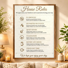 Airbnb House Rules Template | Editable Canva Sign | Airbnb House Rules Printable, Vacation Rental Poster, Rental Property Decor