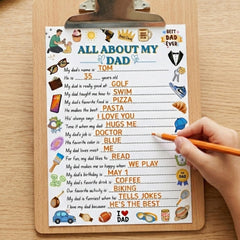 All About My Dad Printable | Father's Day Questionnaire for Kids | Dad Gift From Kids