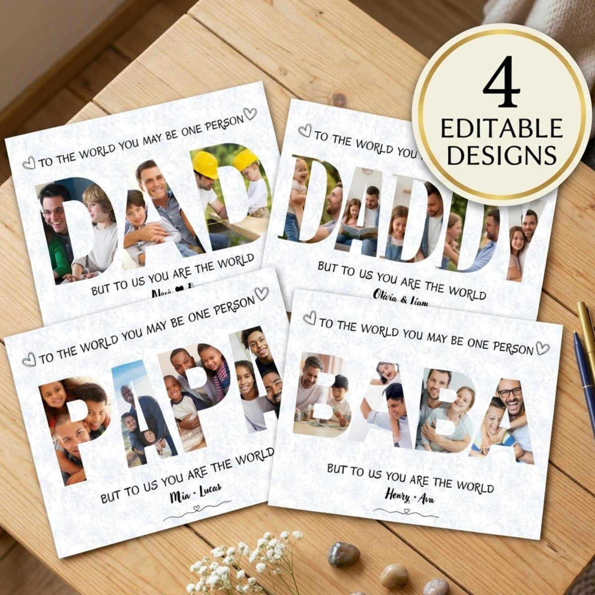 Father’s Day Gift for Dad | Editable Daddy Photo Collage Canva Template | Custom Dad