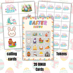 Easter Bingo Game – 20 Printable Cards, Family Activity (PDF Download A4/5x7in)