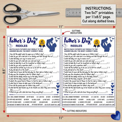 Father’s Day Riddles Game Printable | Dad Jokes Party Activity for Kids & Adults | Fun