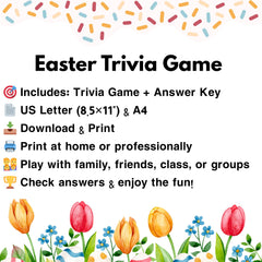 Easter Trivia Game Printable | Fun Holiday Party Game for Kids, Families & Classrooms