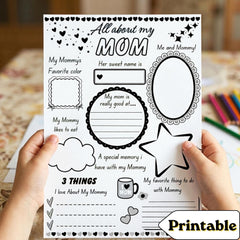 All About Mom Printable | Kids Mother's Day Keepsake Worksheet (Instant Download)