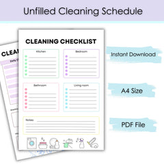 Cleaning Checklist & Schedule Printable ADHD Home Cleaning Planner , Weekly Monthly Chore