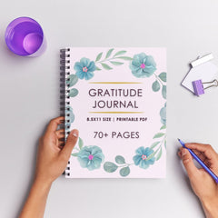 Floral Gratitude Journal | Daily Wellness Planner | Printable PDF 8.5x11