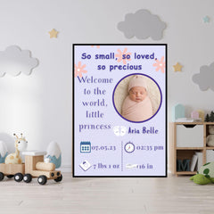 Baby Birth Stats Poster | Birth Announcement Digital Print | Nursery Decor Gift