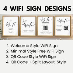Airbnb WiFi Sign Template | Editable Canva WiFi Password Sign Bundle | QR Code WiFi Sign Printable Airbnb Signage