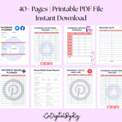 Social Media Planner | Content Calendar & Marketing Guide | 40+ Pages PDF