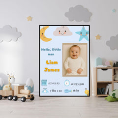 Custom Baby Birth Stats Poster, Nursery Wall Art (Digital Download) | Printable PDF
