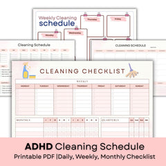 ADHD Cleaning Checklist Planner Printable , Daily, Weekly cleaning checklists | Printable