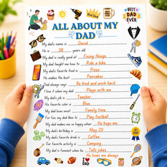 All About My Dad Printable | Father's Day Questionnaire for Kids | Dad Gift From Kids
