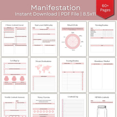 Manifestation Planner | Law of Attraction Workbook | 60-Page Undated PDF