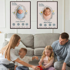 Minimalist Birth Stats Poster | Custom Baby Announcement | Modern Nursery Print