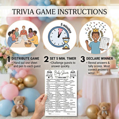 Baby Shower Trivia Game Printable | Baby Shower Games, Baby Trivia Quiz, Gender Neutral