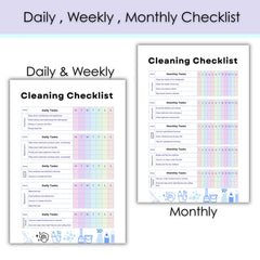 Cleaning Checklist & Schedule Printable ADHD Home Cleaning Planner , Weekly Monthly Chore