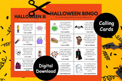 Halloween Bingo Game, 10 Spooky Cards, Kids Party (Digital Download)