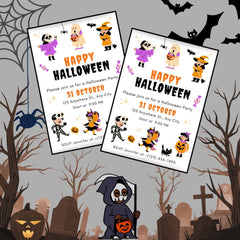 Editable Kids Halloween Party Invitation | Spooky Theme (Digital)