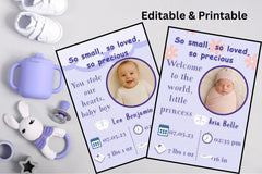 Baby Birth Stats Poster | Birth Announcement Digital Print | Nursery Decor Gift | A4,A2,8/10