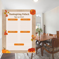 Editable Thanksgiving Potluck Sign-Up | Printable Buffet Planner PDF | Fall Holiday Meal Organizer | Digital Download